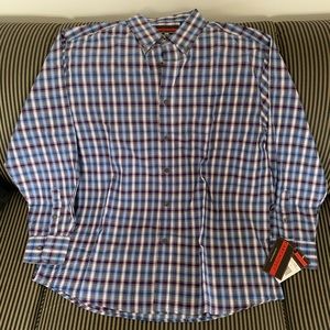 NWT Architect Men's Plaid Button Down Shirt L Long Sleeve Regular fit easy care